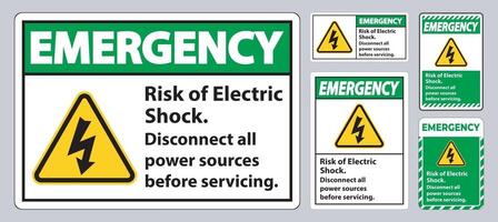 Risque d'urgence de signe de symbole de choc électrique isoler sur fond blanc vecteur