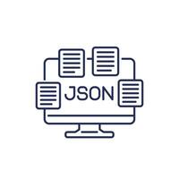 json des dossiers, les documents ligne icône vecteur