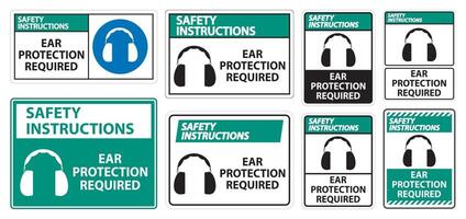 consignes de sécurité protection auditive requise signe symbole isoler sur fond transparent, illustration vectorielle vecteur