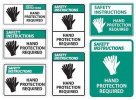 consignes de sécurité protection des mains requise signe sur fond blanc vecteur