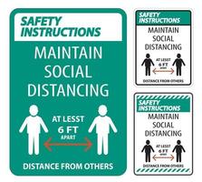 les instructions de sécurité maintiennent une distance sociale d'au moins 6 pieds sur fond blanc, illustration vectorielle eps.10 vecteur