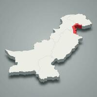 azad Cachemire Etat emplacement dans Pakistan 3d imap vecteur
