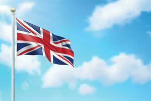 agitant drapeau de uni Royaume sur ciel Contexte. modèle pour indépendance vecteur