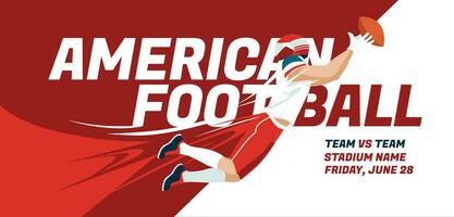 rouge affiche de un américain Football joueur. imprimé La publicité de des sports Jeux. abstrait conception concept. vecteur plat illustration