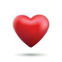 réaliste 3d rouge cœur conception icône, l'amour symbole. vecteur