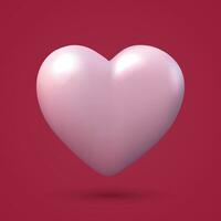 réaliste 3d rouge cœur conception icône, l'amour symbole. vecteur