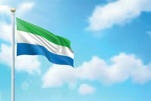 agitant drapeau de sierra leone sur ciel Contexte. modèle pour indépendance vecteur