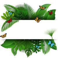 signe avec texte espace de tropical feuilles et papillons. adapté pour la nature concept, vacances, et été vacances, vecteur illustration