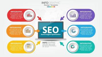 icône web de bannière d'optimisation de moteur de recherche seo pour les entreprises et le marketing vecteur