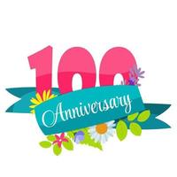 Modèle mignon 100 ans anniversaire sign vector illustration