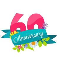 modèle mignon 60 ans anniversaire sign vector illustration