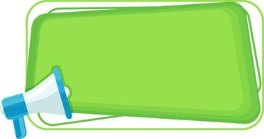 promotion bannière avec bleu mégaphone et vert bulle parler vecteur