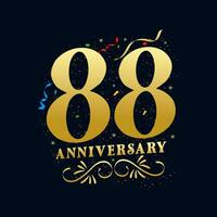 88 anniversaire luxueux d'or Couleur 88 ans anniversaire fête logo conception modèle vecteur