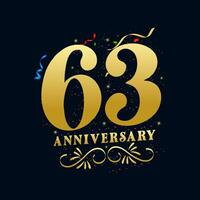 63 anniversaire luxueux d'or Couleur 63 ans anniversaire fête logo conception modèle vecteur