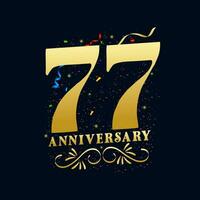 77 anniversaire luxueux d'or Couleur 77 ans anniversaire fête logo conception modèle vecteur