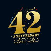 42 anniversaire luxueux d'or Couleur 42 ans anniversaire fête logo conception modèle vecteur