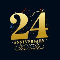 24 anniversaire luxueux d'or Couleur 24 ans anniversaire fête logo conception modèle vecteur