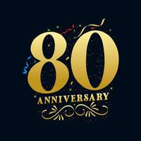 80 anniversaire luxueux d'or Couleur 80 ans anniversaire fête logo conception modèle vecteur