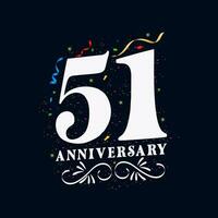 51 anniversaire luxueux d'or Couleur 51 ans anniversaire fête logo conception modèle vecteur