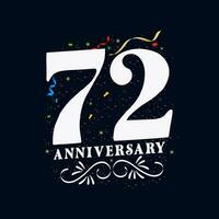 72 anniversaire luxueux d'or Couleur 72 ans anniversaire fête logo conception modèle vecteur