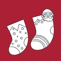 mignonne Noël chaussettes dessin animé numérique timbre contour vecteur