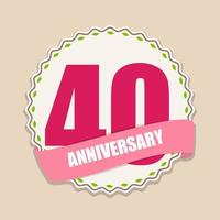 modèle mignon 40 ans anniversaire sign vector illustration