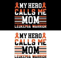 mon héros appels moi maman leucémie conscience. leucémie T-shirt conception. vecteur