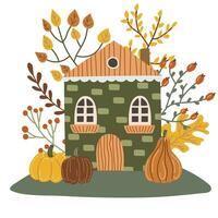 maison avec des arbres. l'automne saison. vecteur illustration dans plat dessin animé style.