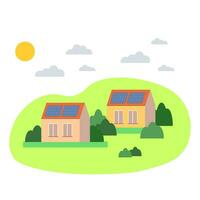 solaire énergie panneaux sur moderne maison. durable photovoltaïque solaire énergie génération élément. écologique durable énergie fournir. vecteur plat.