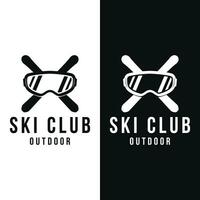 rétro ski sport modèle logo élément sur ancien hiver, avec des skis et montagne.logo pour ski sport, club, badge et étiqueter. vecteur