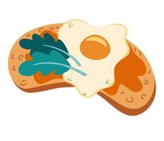 toast avec oeuf et herbes. délicieux petit déjeuner. la nourriture saine. pain aux œufs brouillés. sandwich végétarien. illustration vectorielle isolée sur fond blanc vecteur