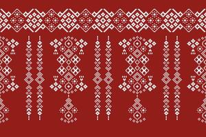 ethnique géométrique en tissu modèle traverser point.ikat broderie ethnique Oriental pixel modèle rouge Contexte. abstrait, vecteur, illustration. texture, vêtements, cadre, décoration, motifs, soie fond d'écran. vecteur