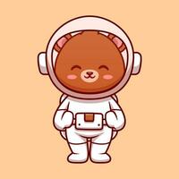 mignonne ours astronaute dessin animé vecteur icône illustration. science La technologie icône concept isolé prime vecteur. plat dessin animé style