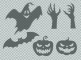 Halloween ombre recouvrir, fantôme, citrouille, chauve souris vecteur