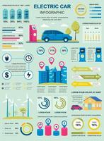 bannière de voiture électrique avec éléments infographiques vecteur