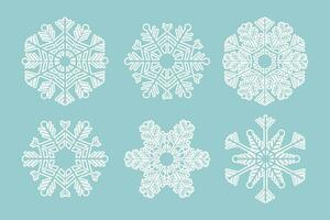 flocon de neige cristal élégant ligne Noël décoration sur foncé arrière-plan, hiver ornement congelé élément. vecteur illustration