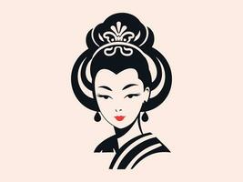 vecteur illustration de une Japonais femme dans une traditionnel kimono, emblème ou logo modèle
