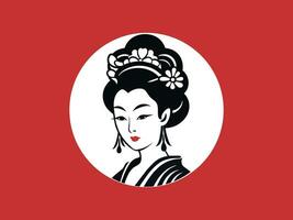 vecteur illustration de une Japonais femme dans une traditionnel kimono, emblème ou logo modèle