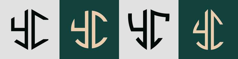 Créatif Facile initiale des lettres yc logo dessins empaqueter. vecteur