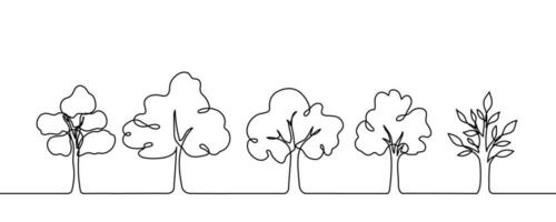 arbre plante griffonnage contour vecteur forêt environnement. continu un ligne arbre plante pour éco, nature, jardin logo conception. écologie vert concept, Contexte. vecteur illustration