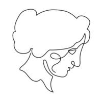 visage femme art continu ligne logo. beauté fille visage et cheveux abstrait continu ligne icône graphique Contexte. vecteur illustration