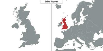 carte de uni Royaume et emplacement sur L'Europe  carte vecteur