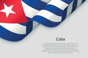 3d ruban avec nationale drapeau Cuba isolé sur blanc Contexte vecteur
