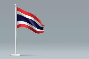 3d réaliste nationale Thaïlande drapeau isolé sur gris Contexte vecteur