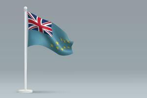 3d réaliste nationale Tuvalu drapeau isolé sur gris Contexte vecteur