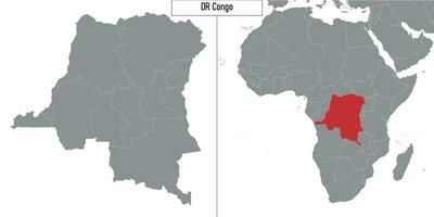 carte de dr Congo et emplacement sur Afrique carte vecteur