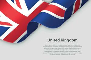3d ruban avec nationale drapeau uni Royaume isolé sur blanc Contexte vecteur