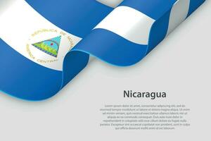 3d ruban avec nationale drapeau Nicaragua isolé sur blanc Contexte vecteur