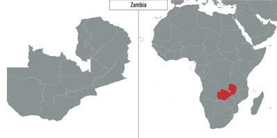 carte de Zambie et emplacement sur Afrique carte vecteur