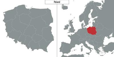 carte de Pologne et emplacement sur L'Europe  carte vecteur